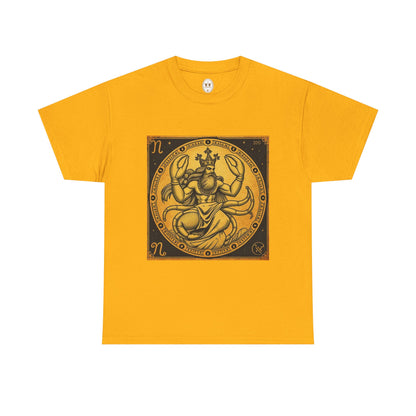 Unisex Heavy Cotton T-Shirt, Crab King v1, Cancer Zodiac Design