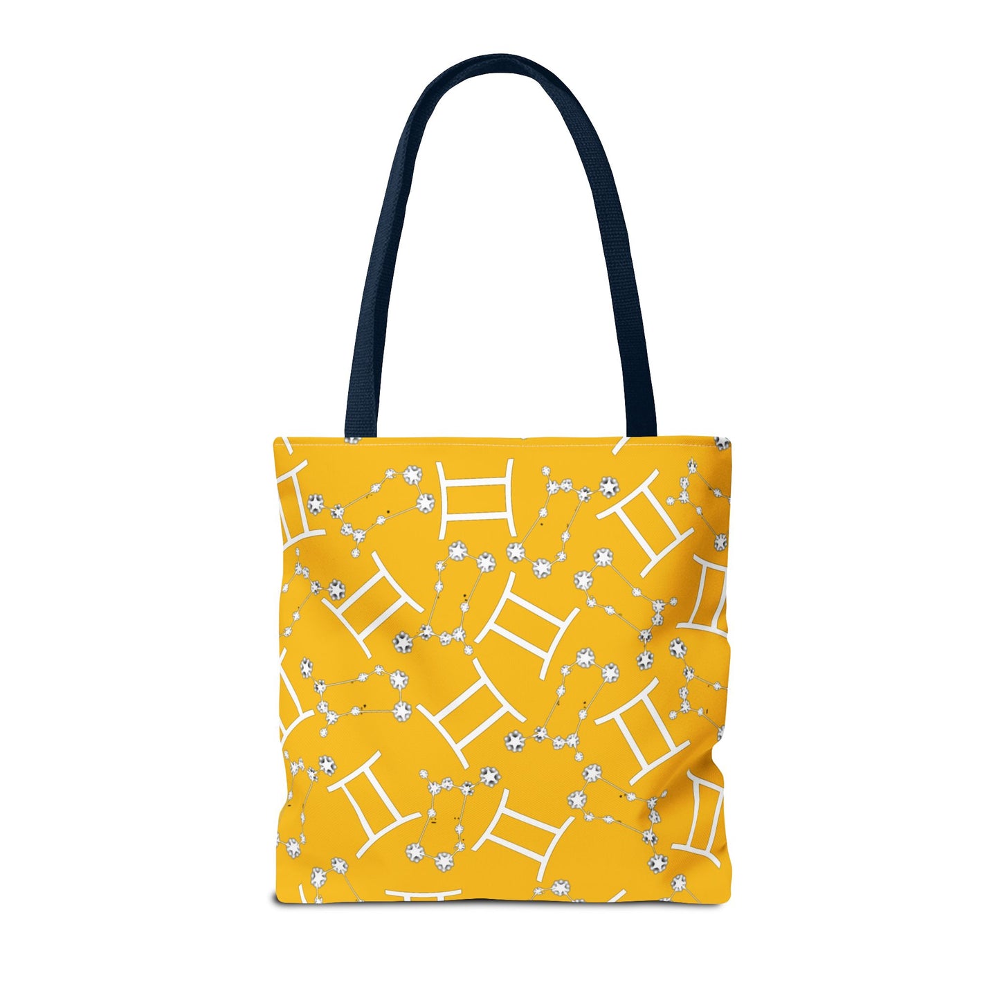 Tote Bag, Gemini Zodiac Sign, AOP, (Yellow, White Print)