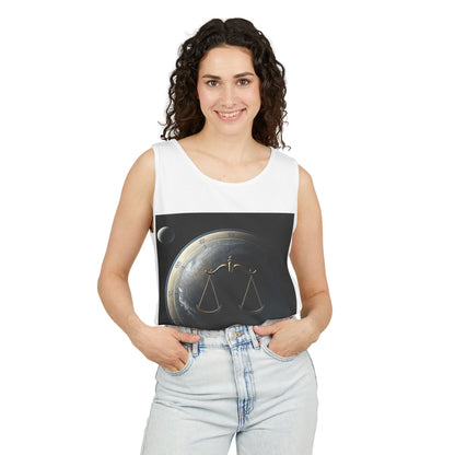 Unisex Garment-Dyed, Tank Top, Libra Design, Space Scale v1, 100% US cotton