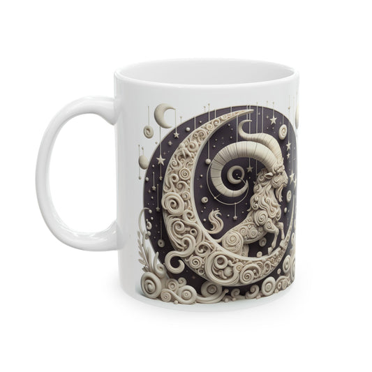 Ceramic Mug, (11oz, 15oz), Ceramic Coffee Mug, Stone & Stars, Capricorn Zodiac Design