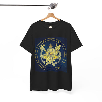 Unisex Heavy Cotton T-Shirt, King of Pisces, Zodiac Design