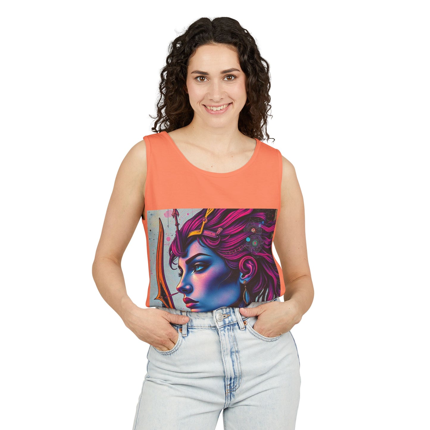 Unisex Garment-Dyed, Tank Top, Sagittarius Design, Pop Art, 100% US cotton