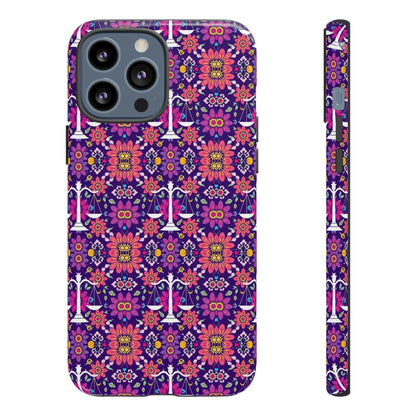 Tough Cases, Libra, Zodiac v4, Flower Pattern