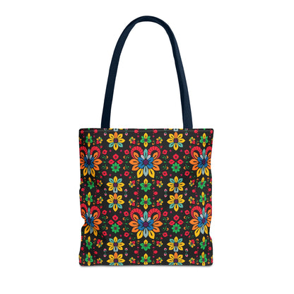 Tote Bag, (AOP), Aries, Zodiac v3, Flower Pattern