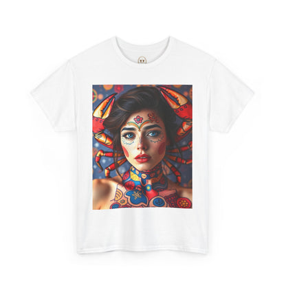 Unisex Heavy Cotton T-Shirt, Cancer, Zodiac v1, Sexy Art