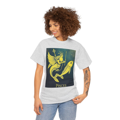 Unisex Heavy Cotton T-Shirt, Pisces Quuen v1, Zodiac Design