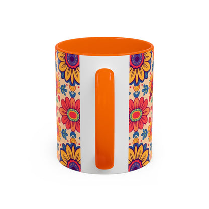 Accent Coffee Mug, Leo, Zodiac, Flower Pattern, (11, 15oz)