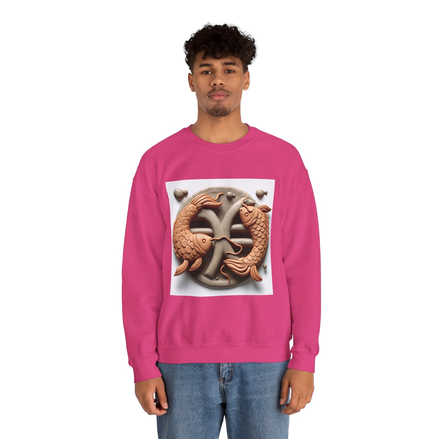 Unisex Heavy Blend™ Crewneck Sweatshirt,Two Fishes  Pisces Zodiac Design