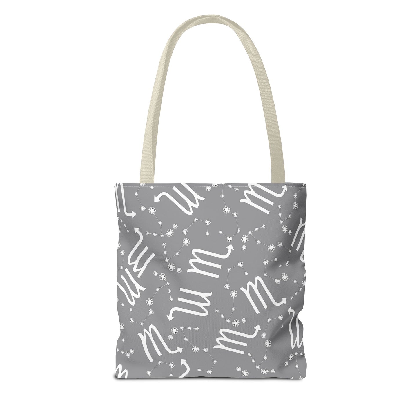 Tote Bag, Scorpio Zodiac Sign, AOP, (Grey, White)