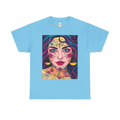 Unisex Heavy Cotton T-Shirt, Libra, Zodiac v4, Sexy Art