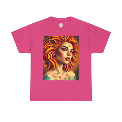 Unisex Heavy Cotton T-Shirt, Leo, Zodiac v3, Sexy Art