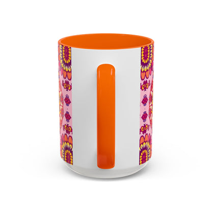 Accent Coffee Mug, Capricorn, Zodiac v3, Flower Pattern, (11, 15oz)