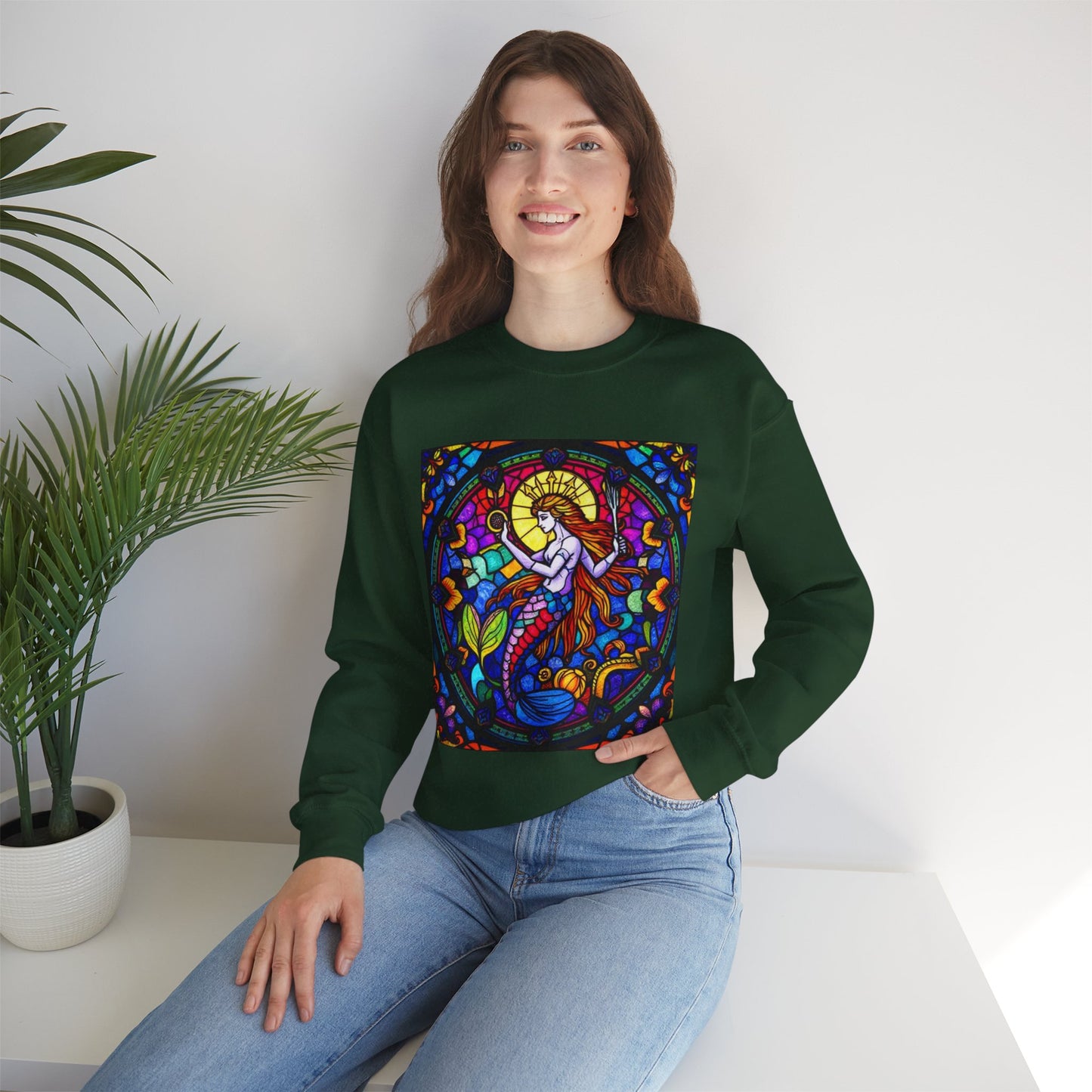 Unisex Heavy Blend™ Crewneck Sweatshirt, Glass 1, Aquarius Zodiac Design