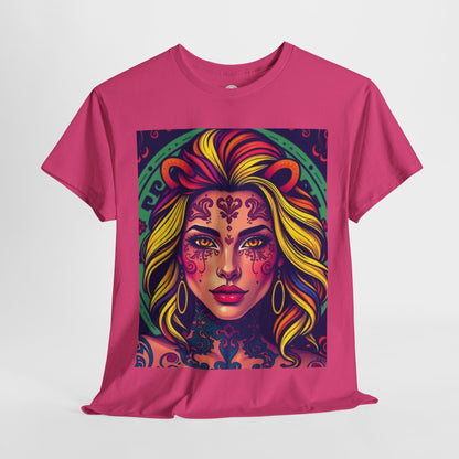Unisex Heavy Cotton T-Shirt, Leo, Zodiac v1, Sexy Art