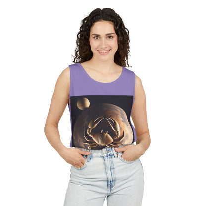 Unisex Garment-Dyed, Tank Top, Cancer Design, Planet Crab v1, 100% US cotton
