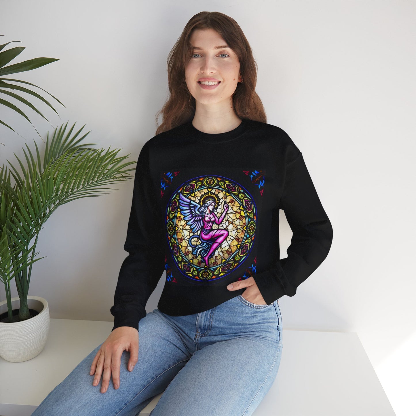 Unisex Heavy Blend™ Crewneck Sweatshirt, Glass 1, Virgo Zodiac Design