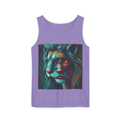 Unisex Garment-Dyed, Tank Top, Leo, Pop Art, 100% US cotton