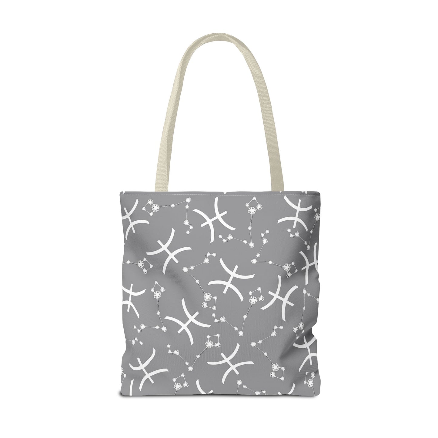 Tote Bag, Pisces Zodiac Sign, AOP, (Grey, White)