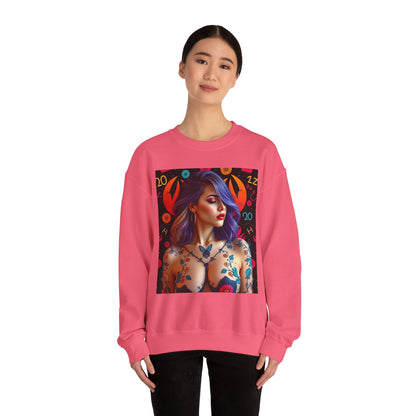 Unisex Heavy Blend™ Crewneck Sweatshirt, Cancer, Zodiac v3, Sexy Pattern