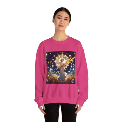 Unisex Heavy Blend™ Crewneck Sweatshirt, anime girl in wheat field, Virgo Zodiac Design