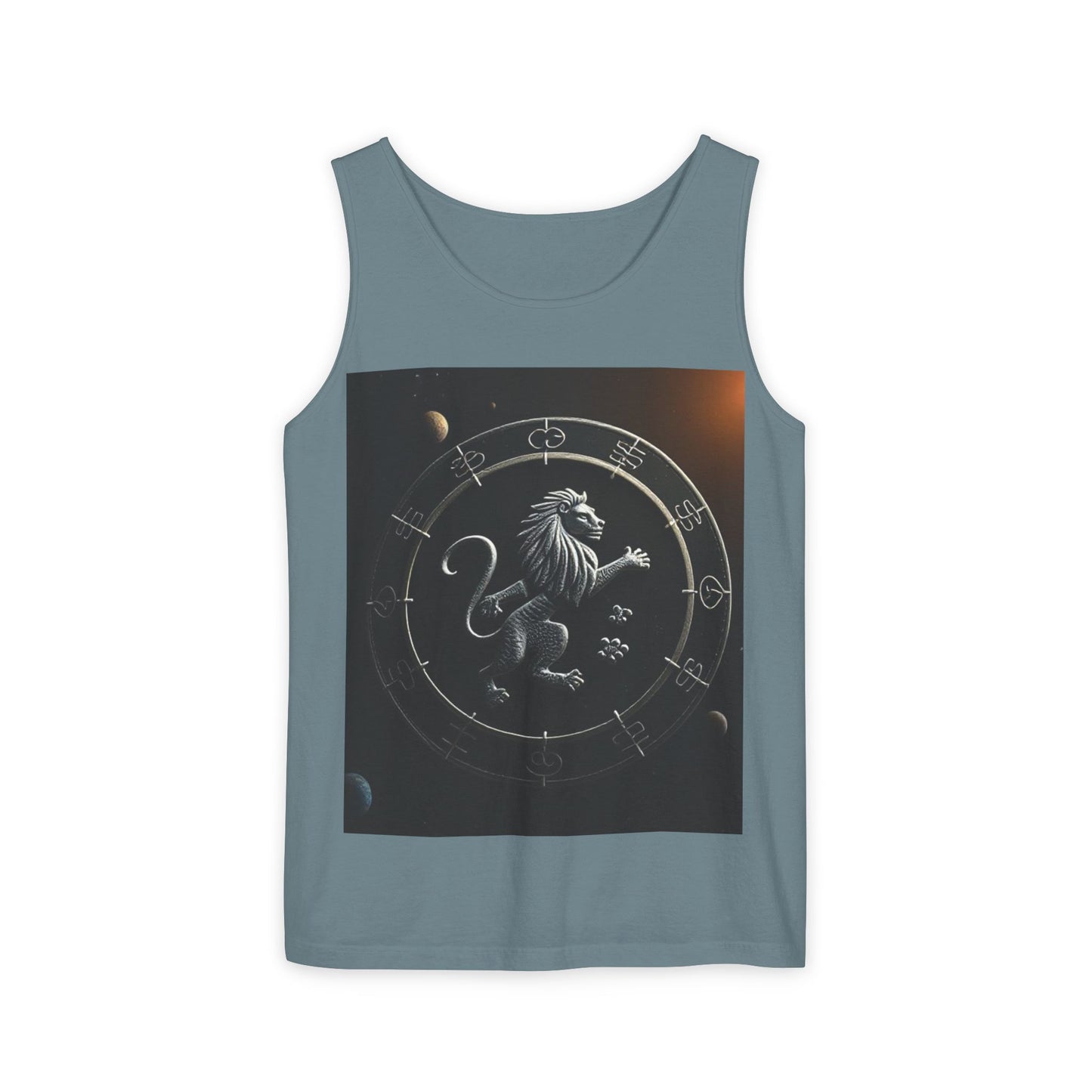 Unisex Garment-Dyed, Tank Top, Leo Design, Space Animal, 100% US cotton