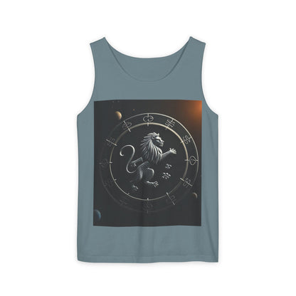 Unisex Garment-Dyed, Tank Top, Leo Design, Space Animal, 100% US cotton
