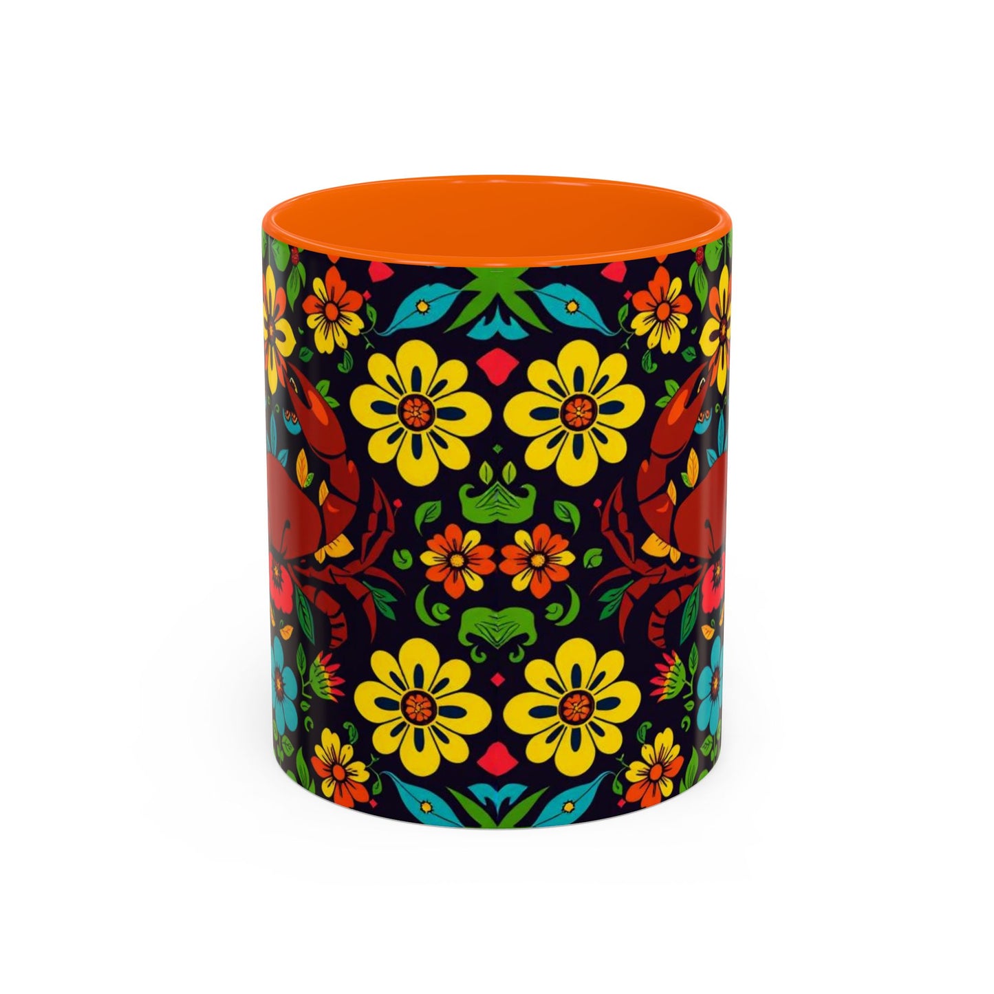Accent Coffee Mug, Cancer, Zodiac v2, Flower Pattern, (11, 15oz)