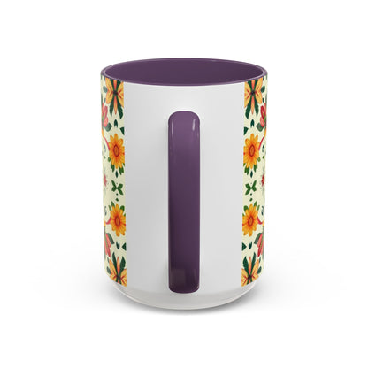 Accent Coffee Mug, Aries, Zodiac, Flower Pattern, (11, 15oz)