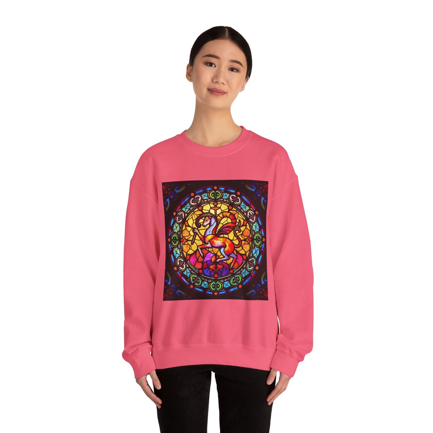 Unisex Heavy Blend™ Crewneck Sweatshirt, Glass 1, Aries Zodiac Design