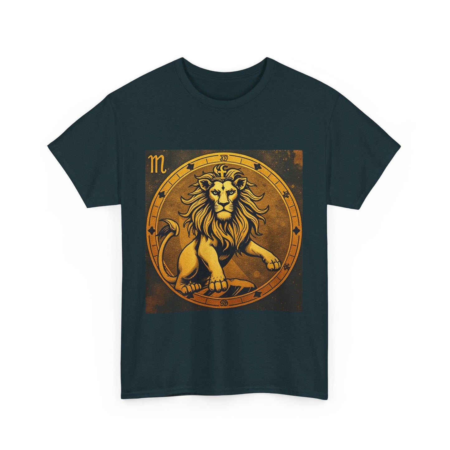 Unisex Heavy Cotton T-Shirt, Gold Lion v1, Leo Zodiac Design