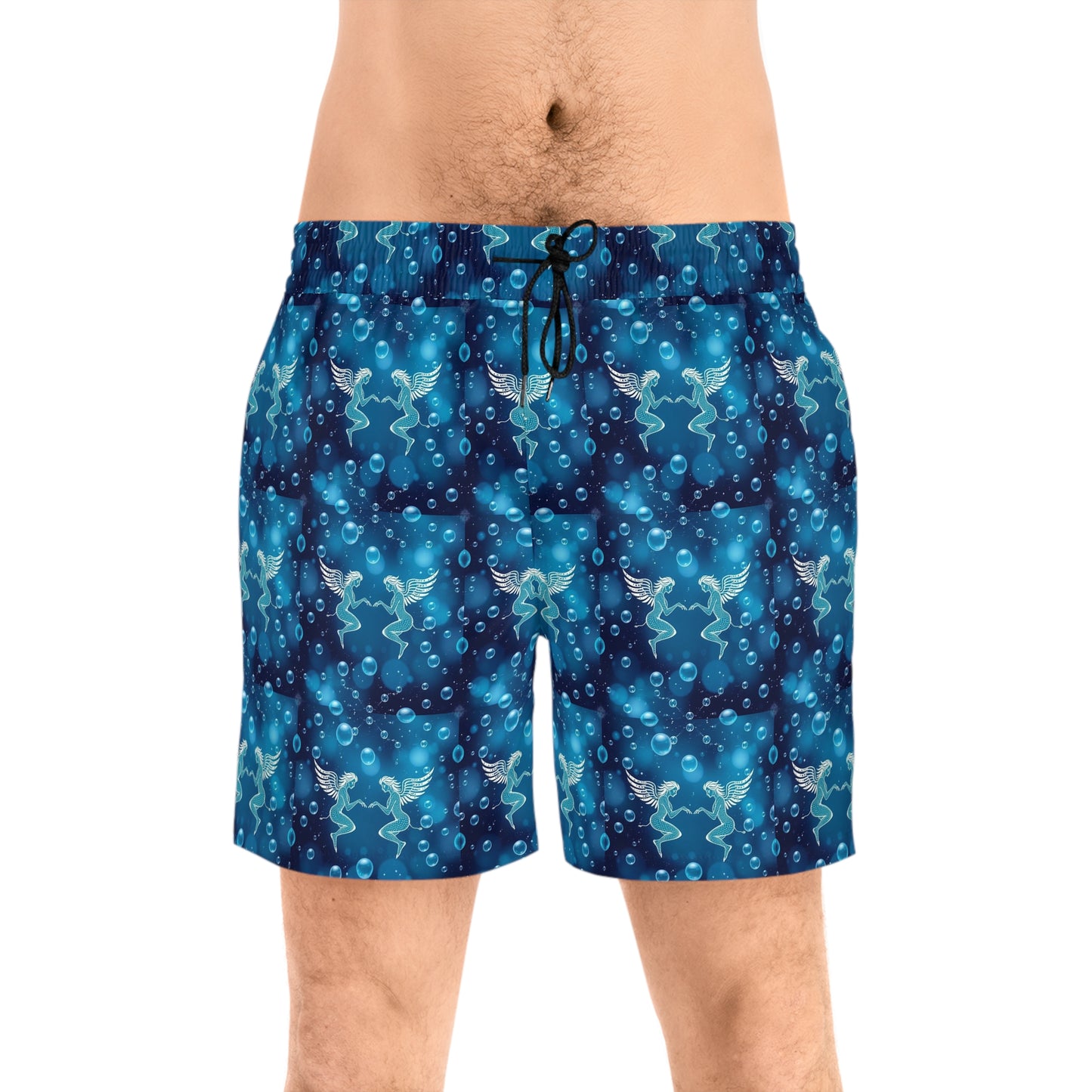 Men's Mid-Length Swim Shorts, (AOP), Gemini, Zodiac v2, Bubble Pattern