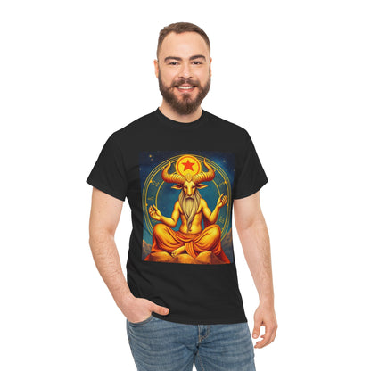 Unisex Heavy Cotton T-Shirt, Meditating Bull, Taurus Zodiac Design