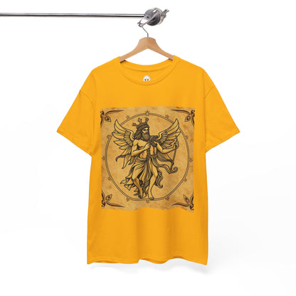 Unisex Heavy Cotton T-Shirt, Pencil Art v1, Gemini Zodiac Design