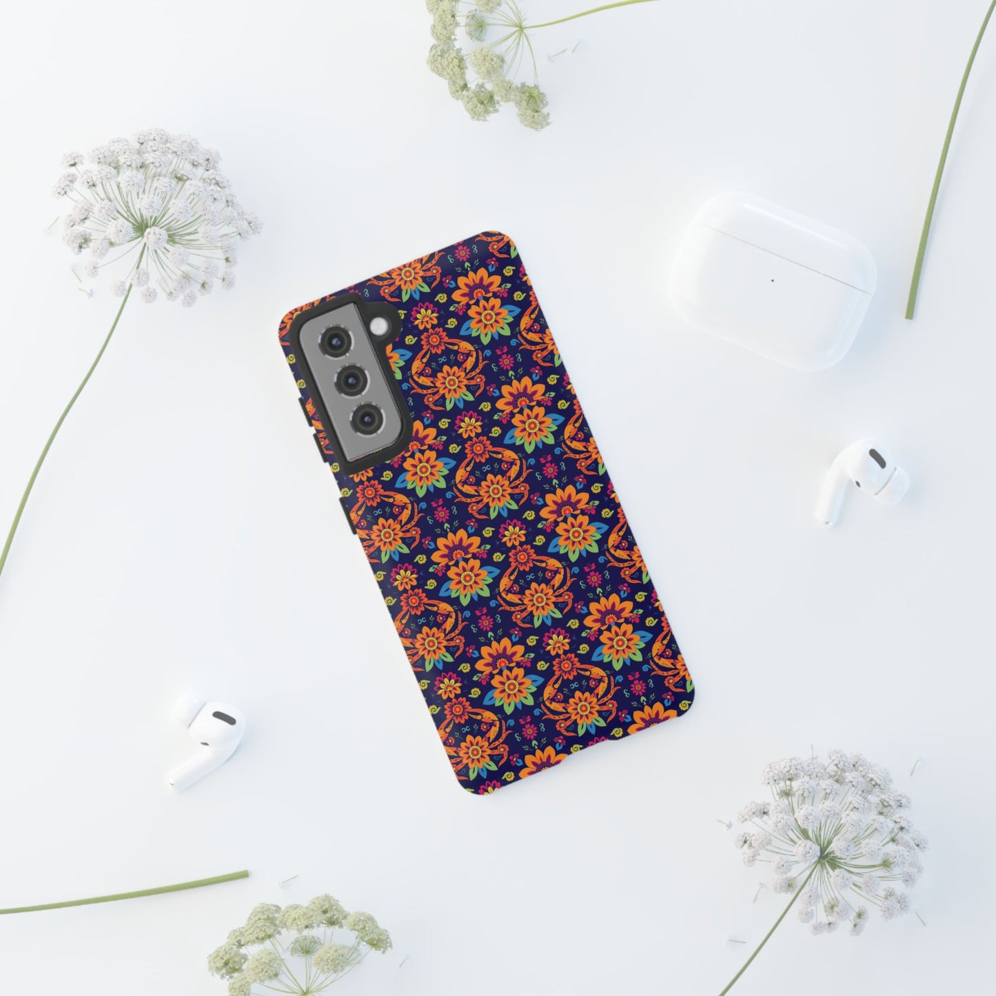 Tough Cases, Cancer, Zodiac, Flower Pattern