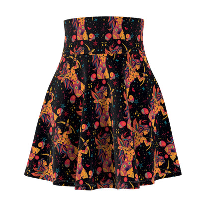 Women's Skater Skirt, (AOP), Sagittarius, Zodiac v2, Sexy Pattern
