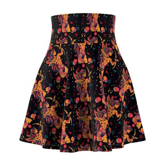 Women's Skater Skirt, (AOP), Sagittarius, Zodiac v2, Sexy Pattern