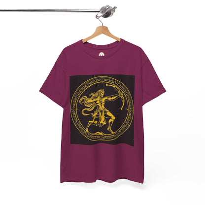 Unisex Heavy Cotton T-Shirt, Mythical Faun/Satyr, Sagittarius Zodiac Design