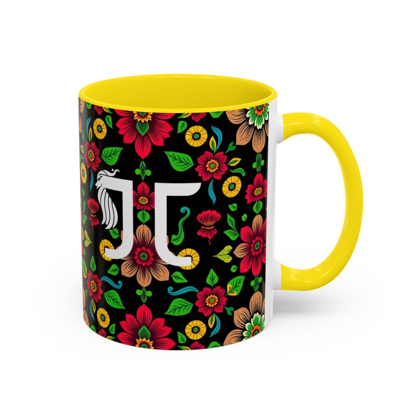 Accent Coffee Mug, Gemini, Zodiac v4, Flower Pattern, (11, 15oz)