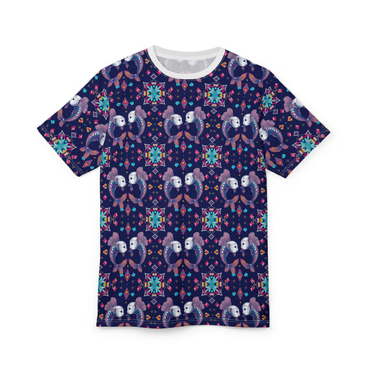 Unisex Cut & Sew T-Shirt, (AOP), Pisces, Zodiac, Jewels Pattern