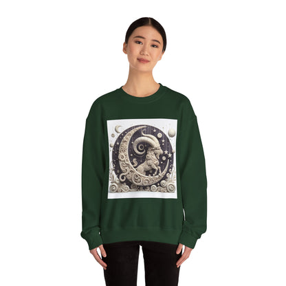 Unisex Heavy Blend™ Crewneck Sweatshirt, Stone Moon, Capricorn Zodiac Design