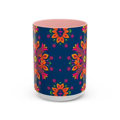 Accent Coffee Mug, Gemini, Zodiac v2, Flower Pattern, (11, 15oz)