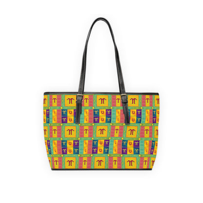 Leather Shoulder Bag, Aquarius, Zodiac, Shapes Pattern
