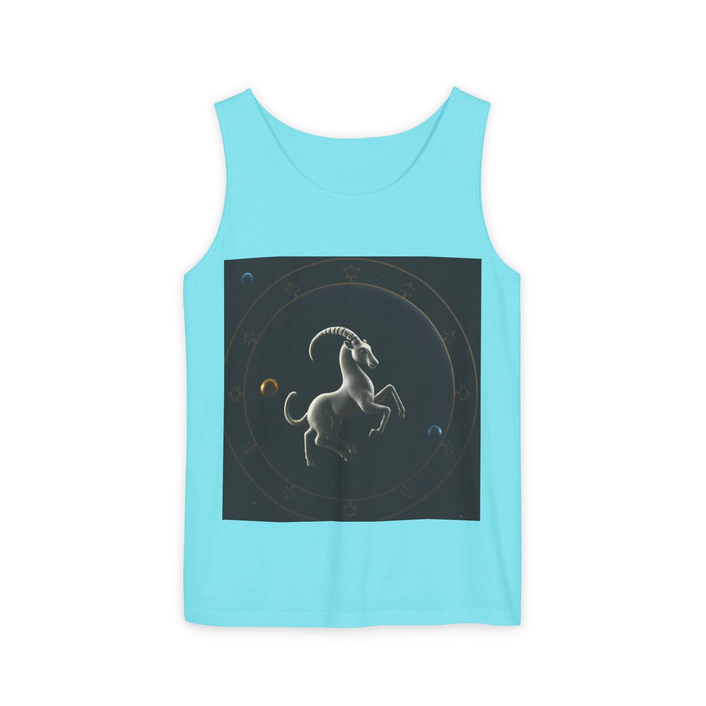 Unisex Garment-Dyed, Tank Top, Capricorn Design, Space Animal v1, 100% US cotton