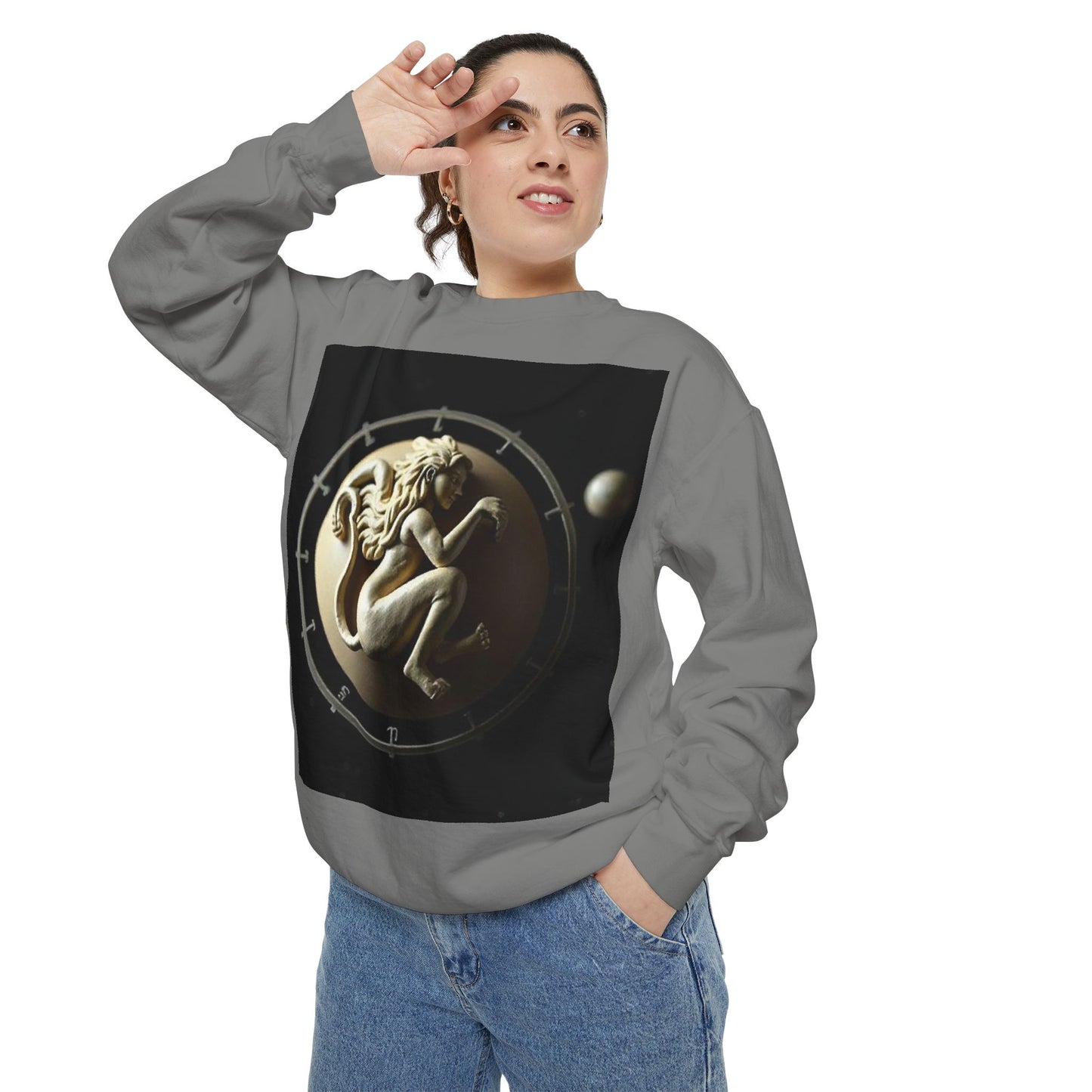 Garment-Dyed Sweatshirt, Unisex, Space Symbol Design, Virgo