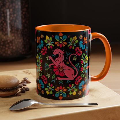 Accent Coffee Mug, Zodiac. Virgo, Flower Pattern, (11, 15oz)