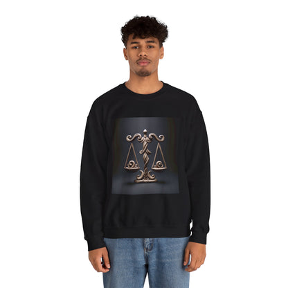 Unisex Heavy Blend™ Crewneck Sweatshirt, Brown Scale, Libra Zodiac Design