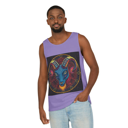Unisex Garment-Dyed, Tank Top, Aries Design, Pop Art, 100% Ringspun US cotton