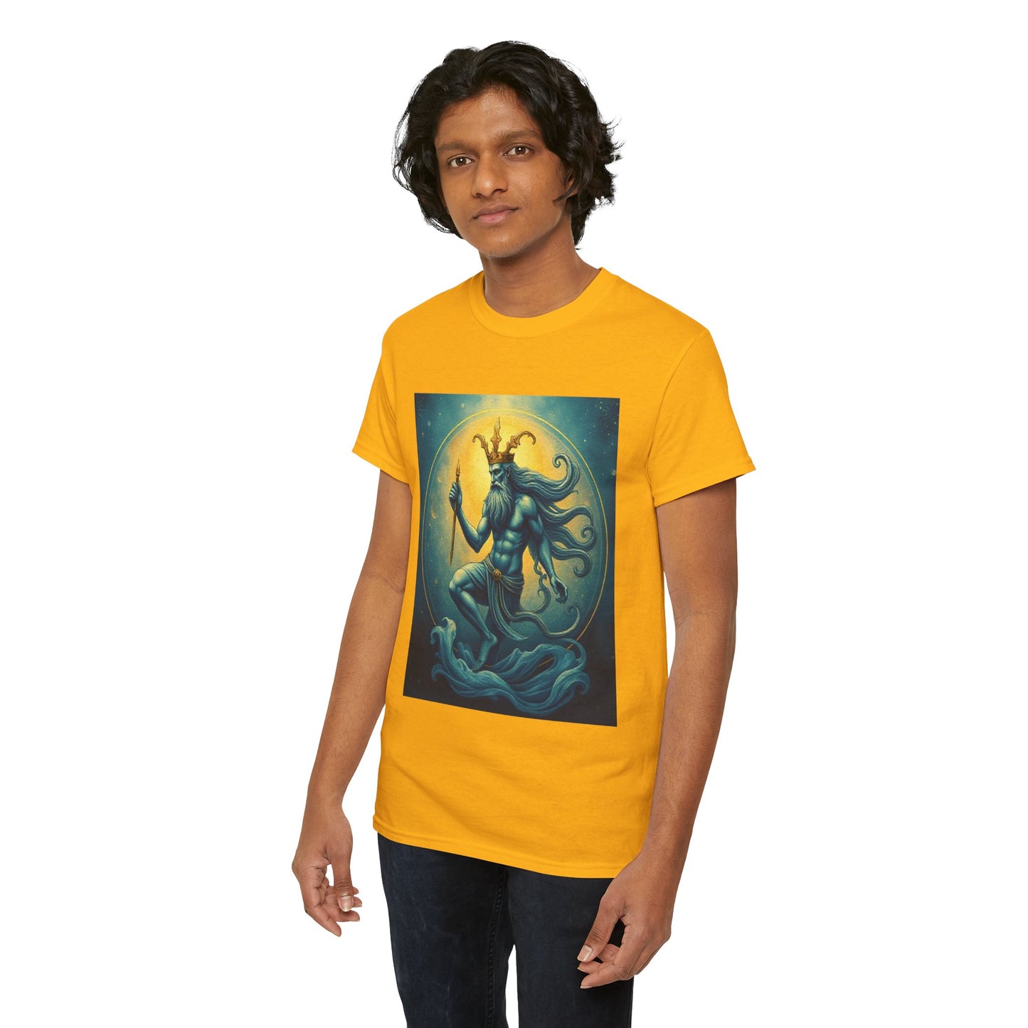 Unisex Heavy Cotton T-Shirt, Aquarius God, Zodiac Design