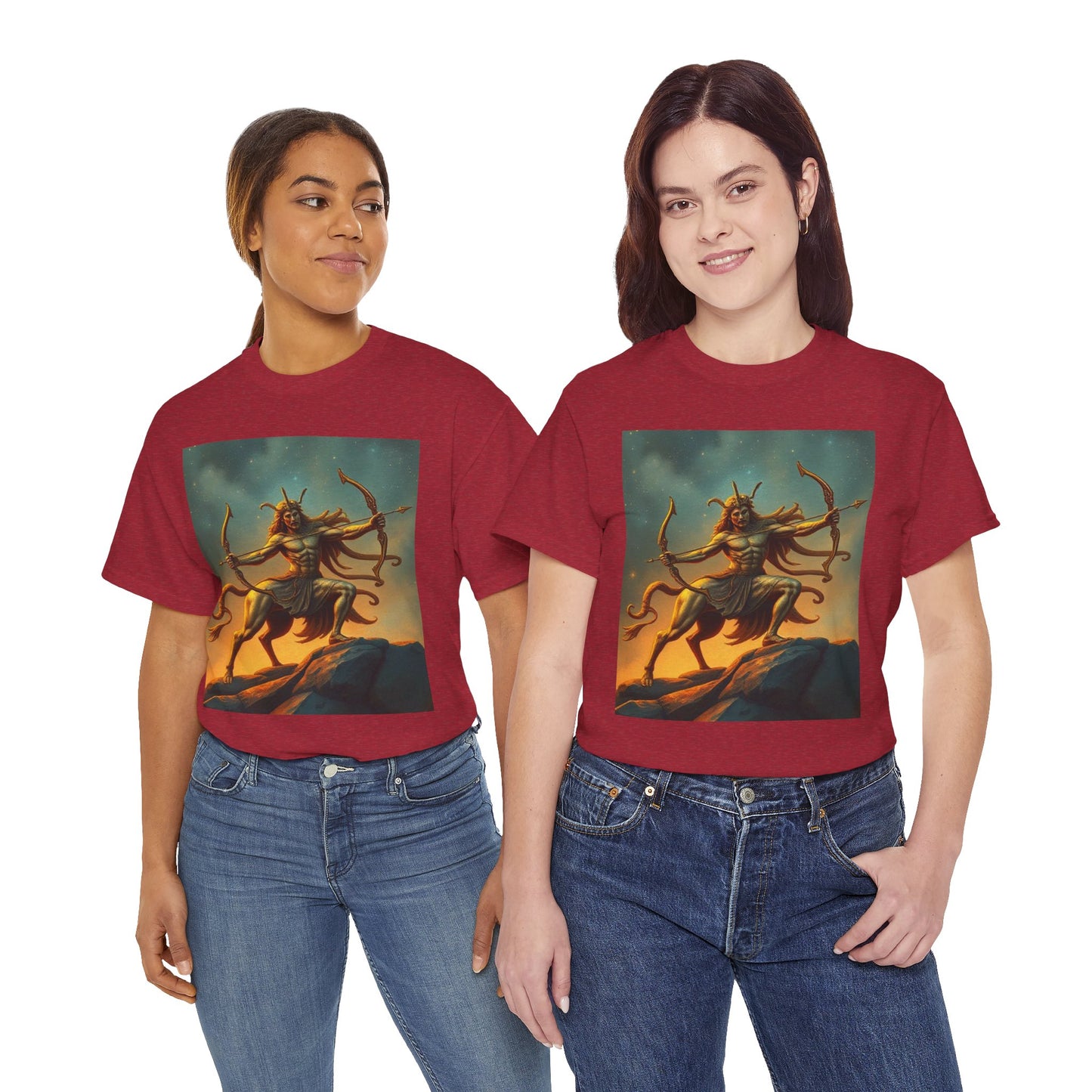 Unisex Heavy Cotton T-Shirt, Arrow Centaur, Sagittarius Zodiac Design