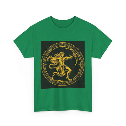 Unisex Heavy Cotton T-Shirt, Mythical Faun/Satyr v1, Sagittarius Zodiac Design